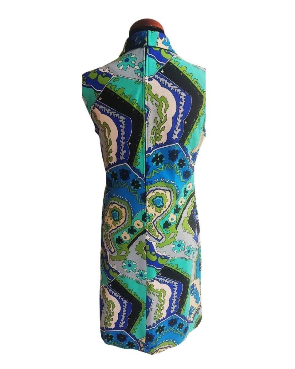 Azul estampado vestido Peck&Peck - Boutique Insomnia Vintage