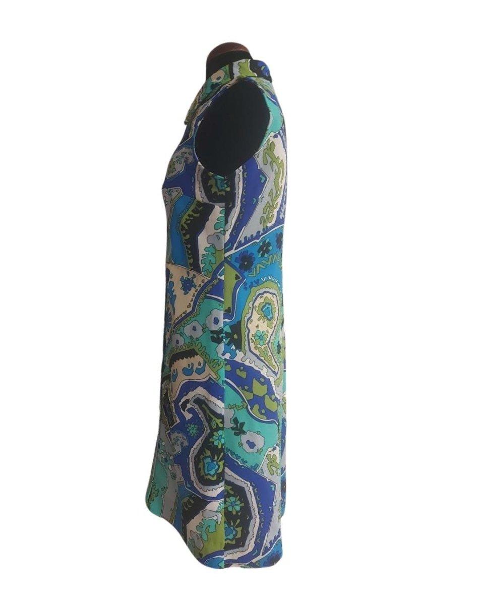 Azul estampado vestido Peck&Peck - Boutique Insomnia Vintage