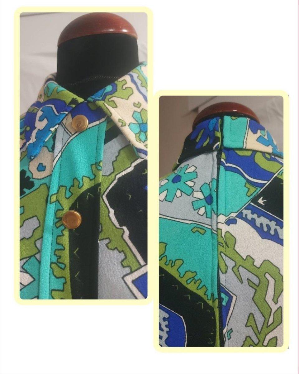 Azul estampado vestido Peck&Peck - Boutique Insomnia Vintage
