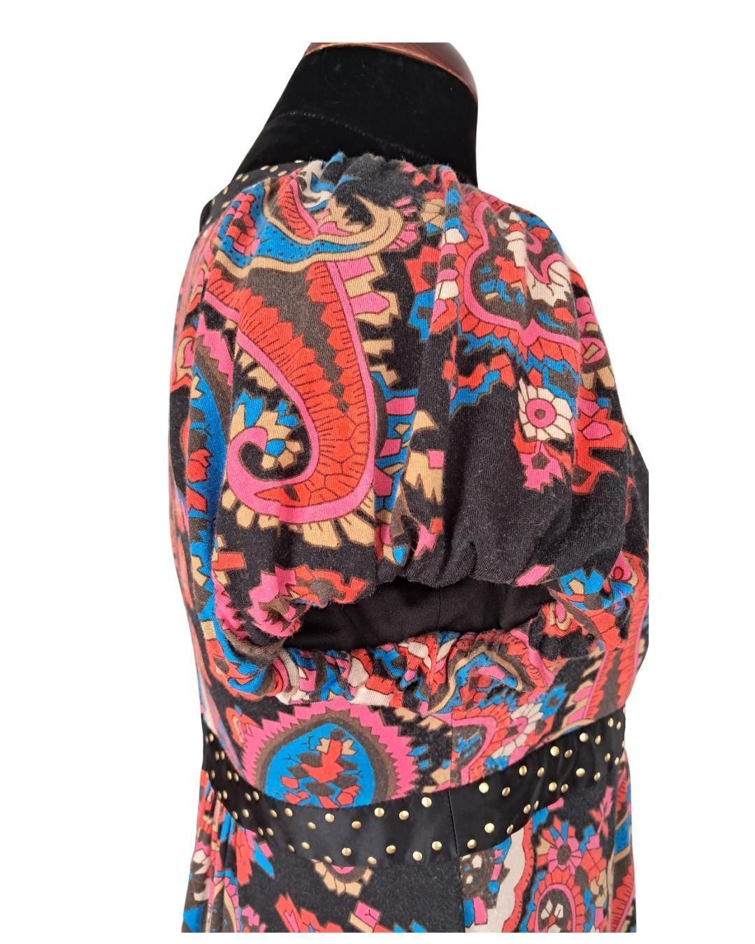 Negro estampado vestido Betsey - Boutique Insomnia Vintage