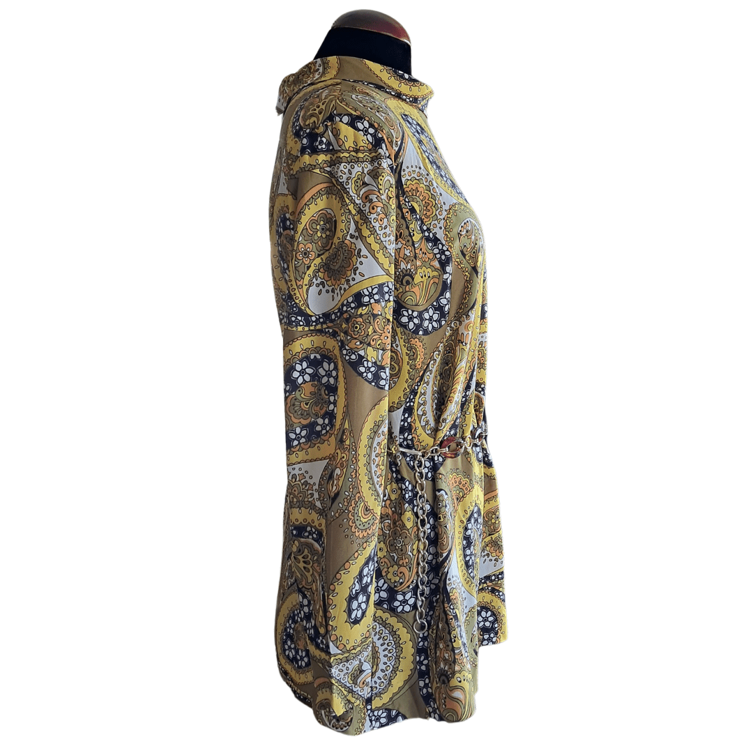 Amarillo estampado paisley vestido - Boutique Insomnia Vintage