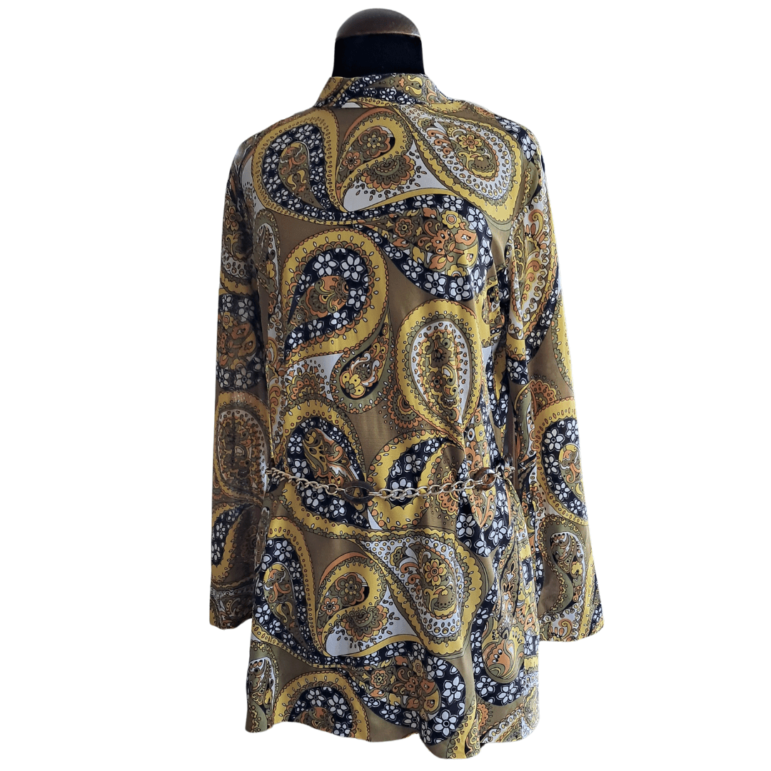 Amarillo estampado paisley vestido - Boutique Insomnia Vintage