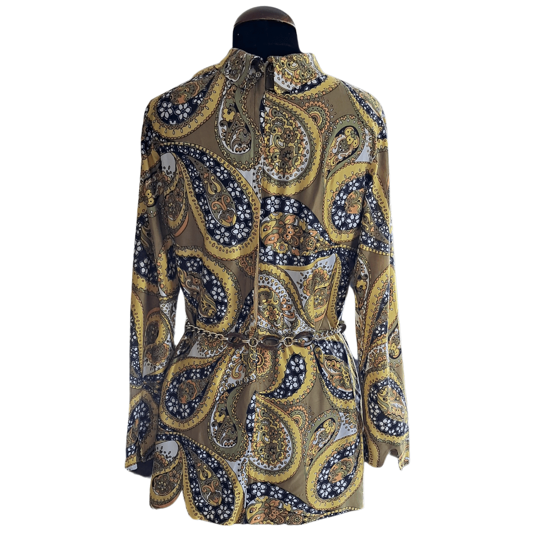 Amarillo estampado paisley vestido - Boutique Insomnia Vintage