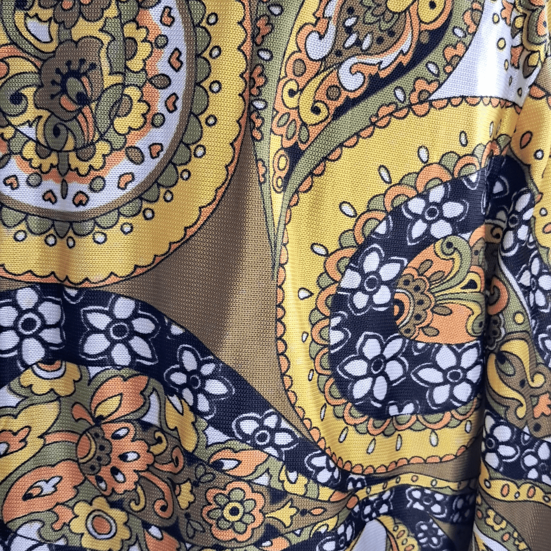 Amarillo estampado paisley vestido - Boutique Insomnia Vintage