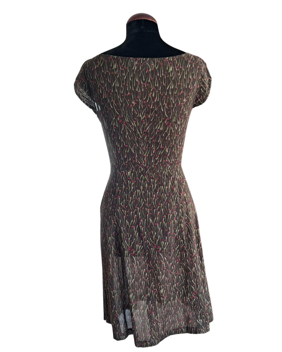 Marron estampado vestido Jocomomola - Boutique Insomnia Vintage