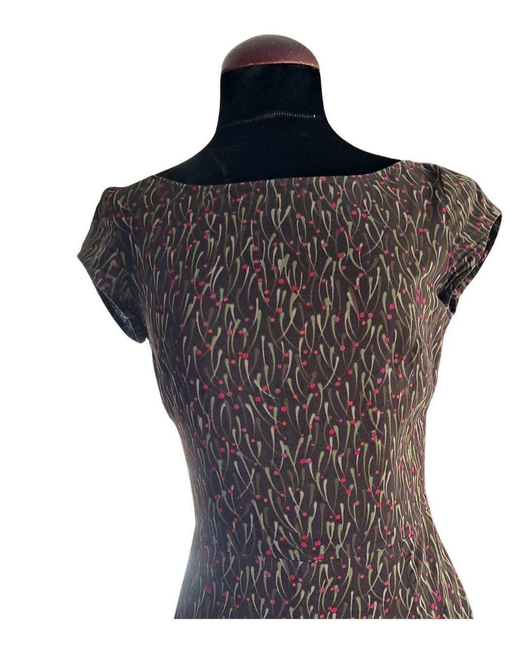 Marron estampado vestido Jocomomola - Boutique Insomnia Vintage