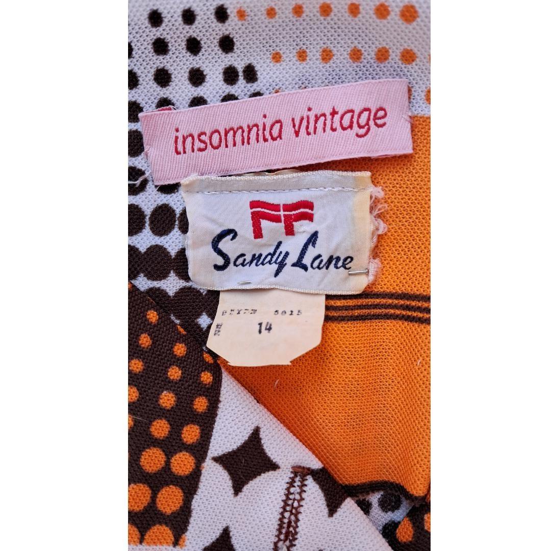 Marrón y naranja vestido - Boutique Insomnia Vintage