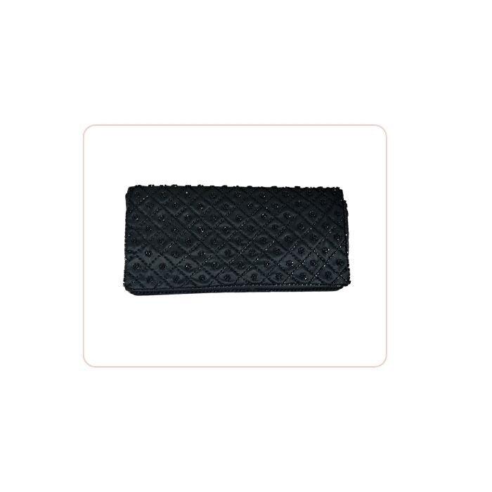 Negro clutch raso y cuentas - Boutique Insomnia Vintage