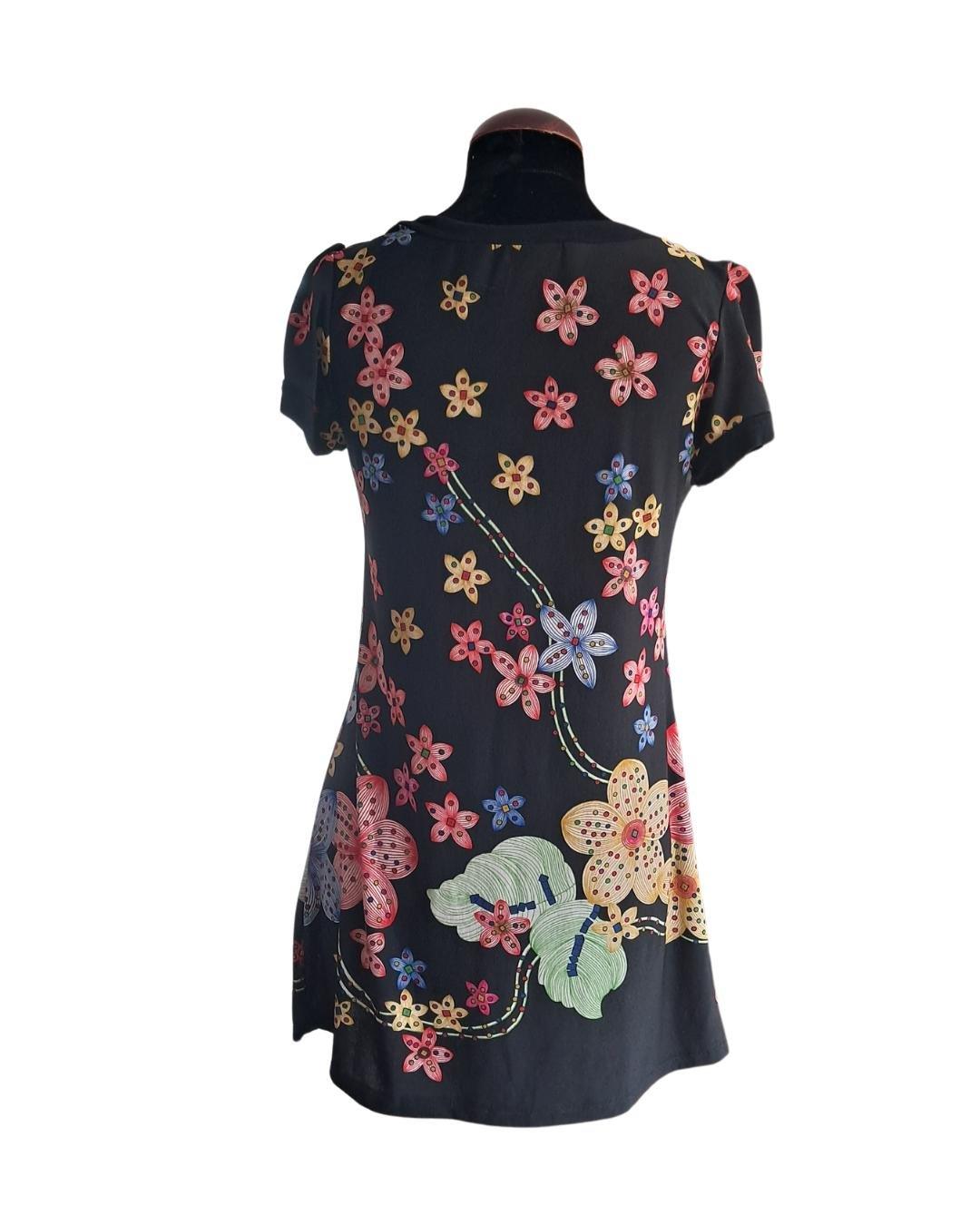 Negro estampado mini vestido - Boutique Insomnia Vintage