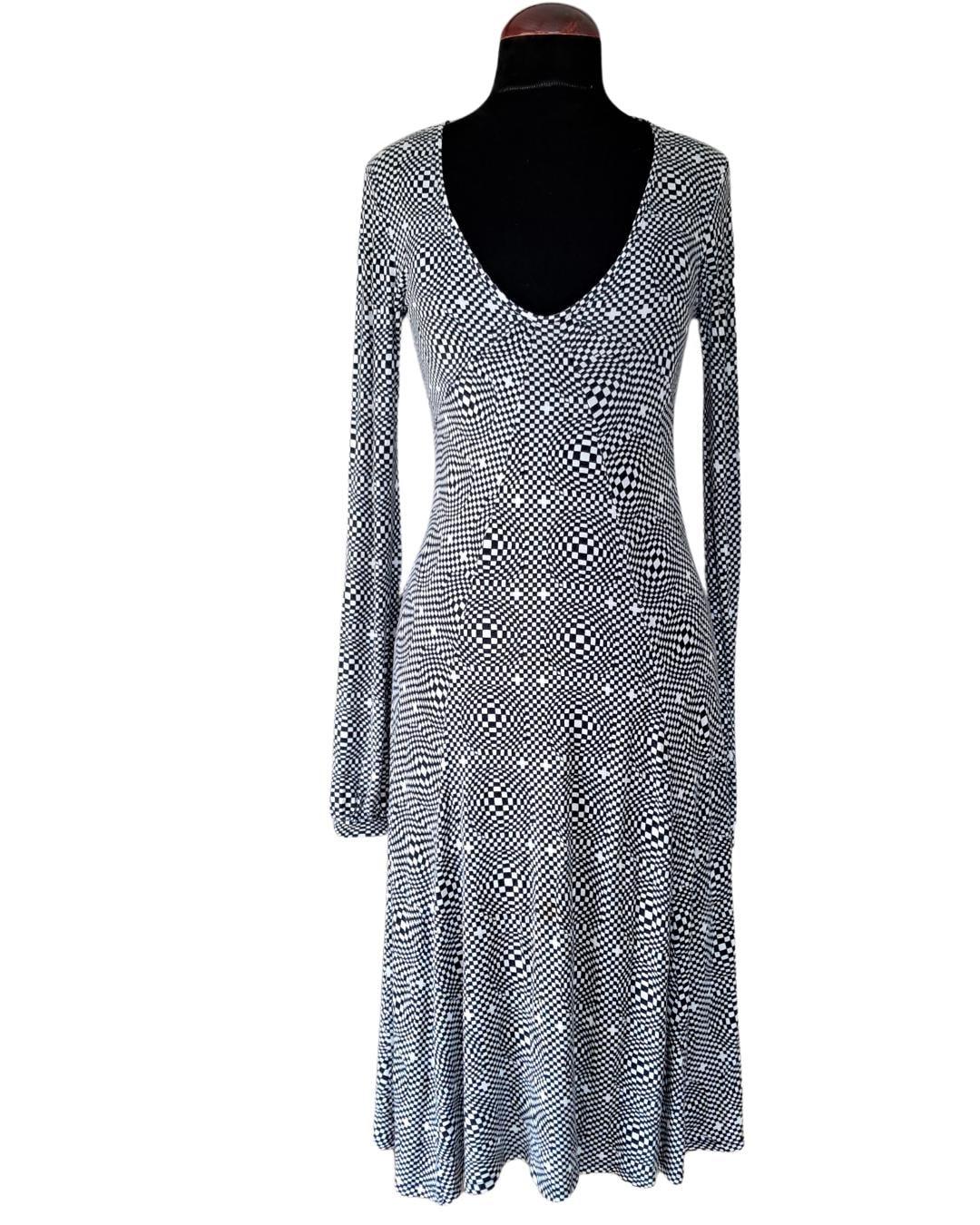 Negro y blanco op art vestido Jocomomola - Boutique Insomnia Vintage