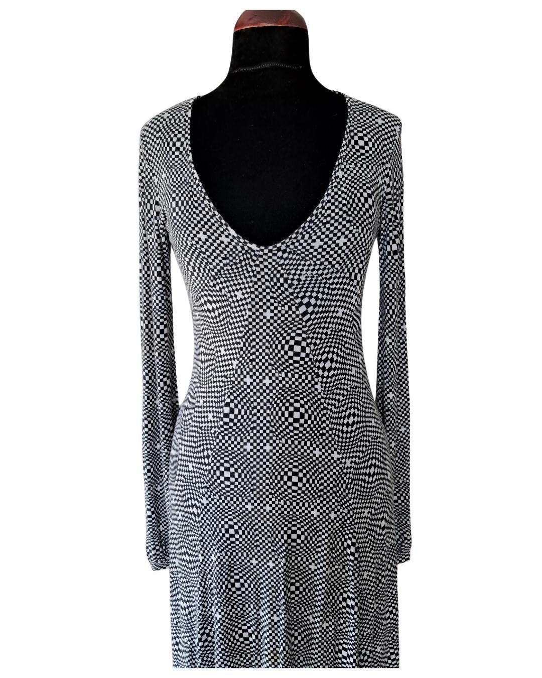 Negro y blanco op art vestido Jocomomola - Boutique Insomnia Vintage