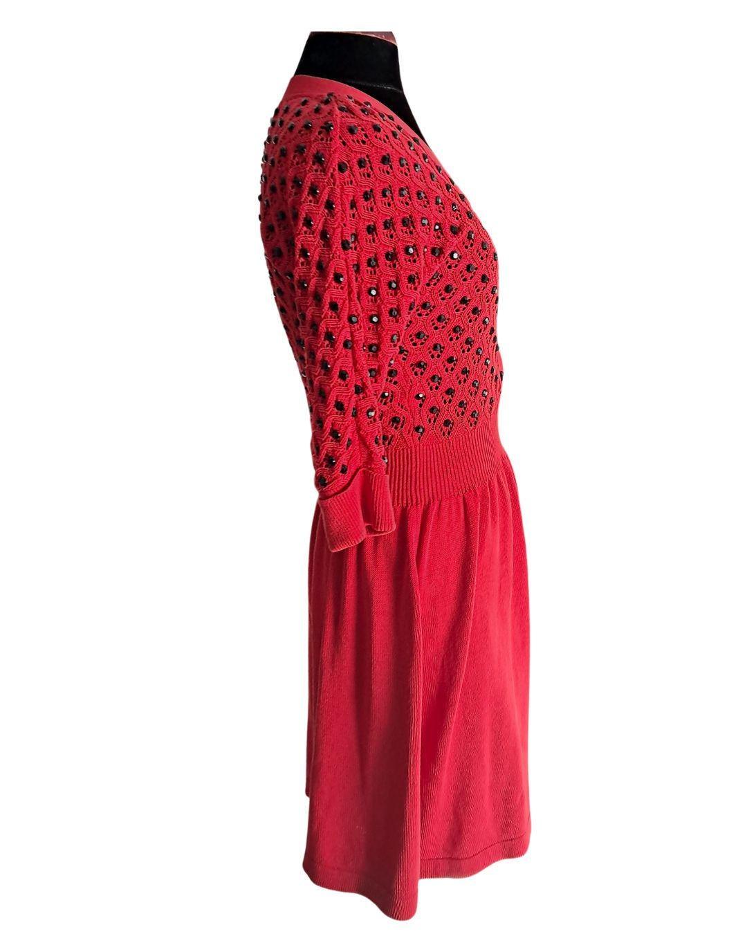 Rojo con azabache vestido - Boutique Insomnia Vintage