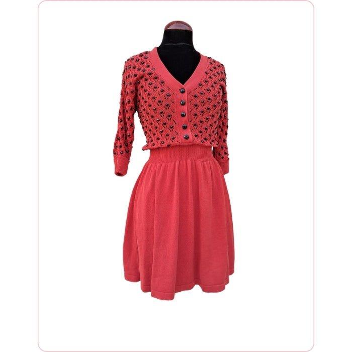 Rojo con azabache vestido - Boutique Insomnia Vintage